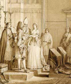 Mariage de Louis XIV avec Madame de Maintenon, 1686 (Le Siècle de Louis XIV), Jean Michel Moreau, (1741-1814).